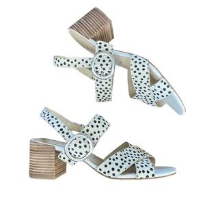 Sole Society White and Black Spotted Block Heel Sandals